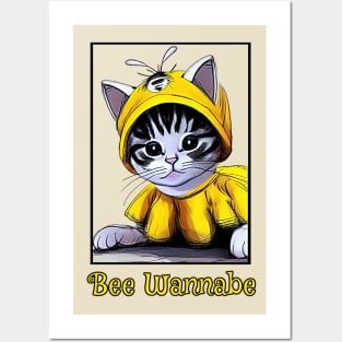 Bee Wannabe Funny Cute Cat Bee Costum Posters and Art